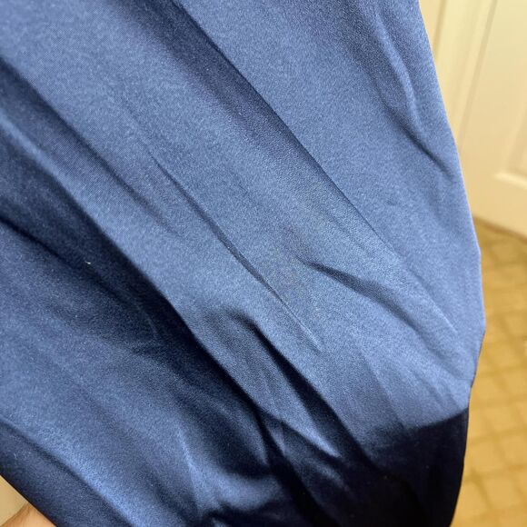 ASOS Design satin mini strapless bandeau dress in navy - Picture 6 of 6